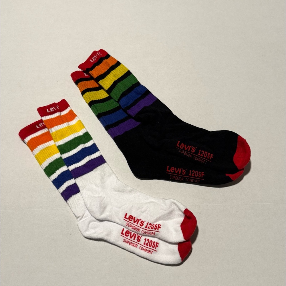 Levi's Casual Black and White Rainbow Stripe Socks